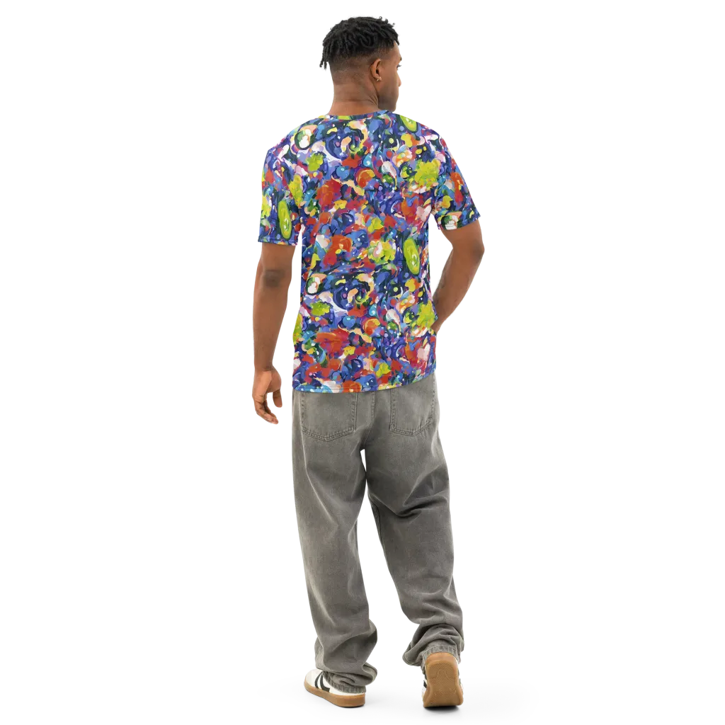 Neon Abstract on Men's Cotton Crew Neck T-Shirt — Back