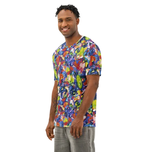 Neon Abstract on a Men's Cotton Crew Neck T-Shirt