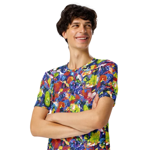 Neon Abstract on a Men's Crew Neck T-Shirt