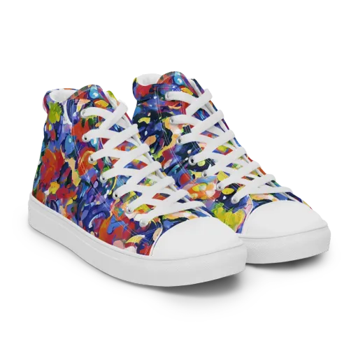 Neon Abstract on a Men's High Top Canvas Shoes