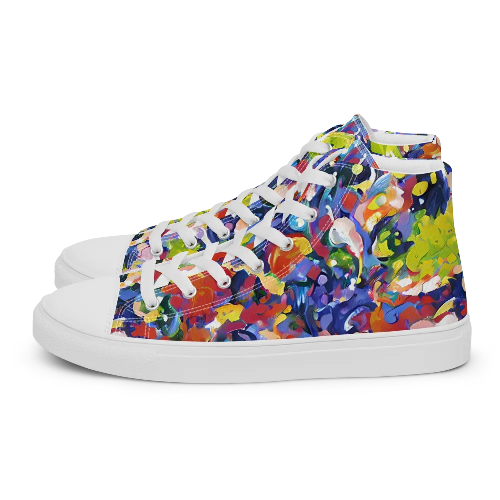 Neon Abstract on Men's High Top Canvas Shoes — Left