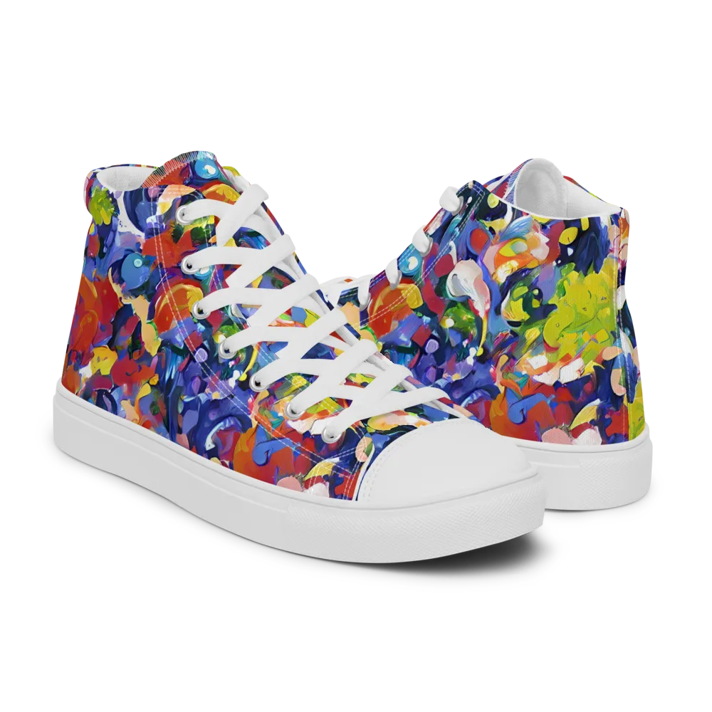 Neon Abstract on Men's High Top Canvas Shoes — Right