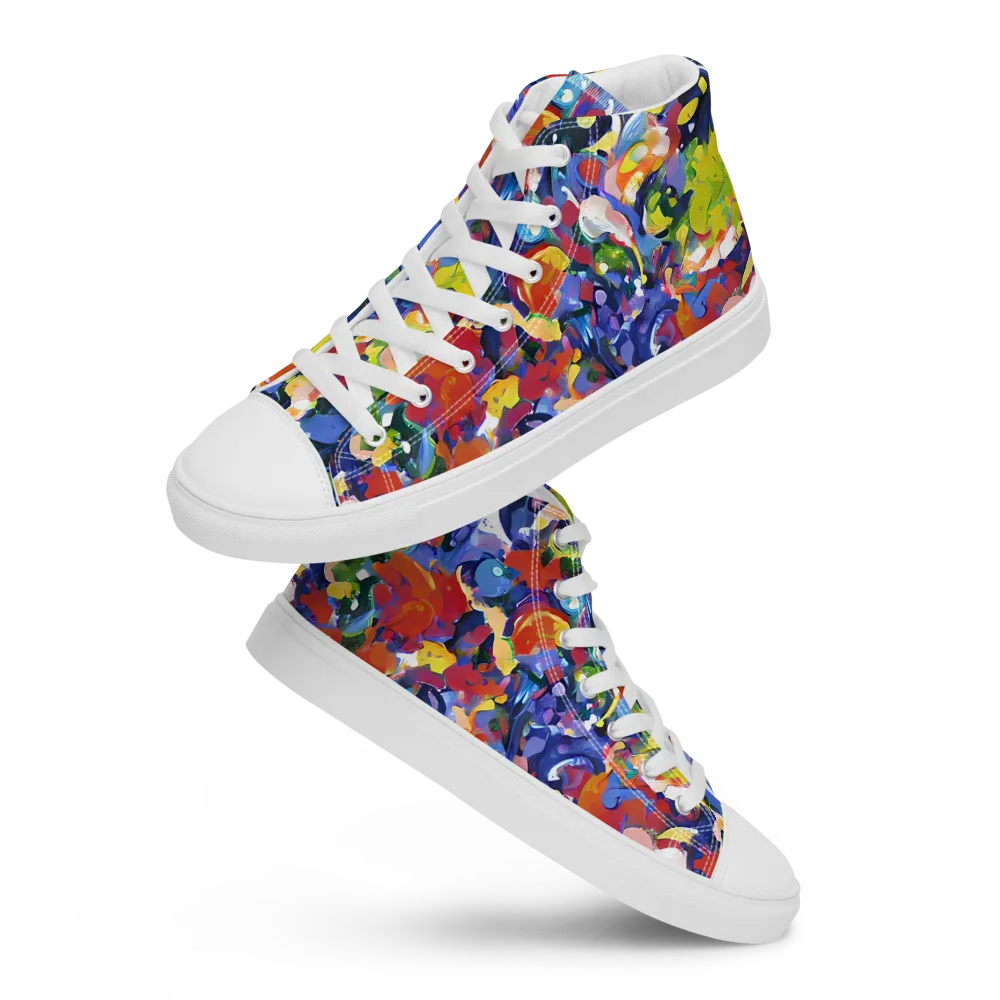 Neon Abstract on Men's High Top Canvas Shoes — Front