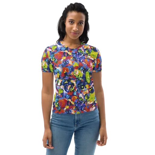 Neon Abstract on a Women's Crew Neck T-Shirt