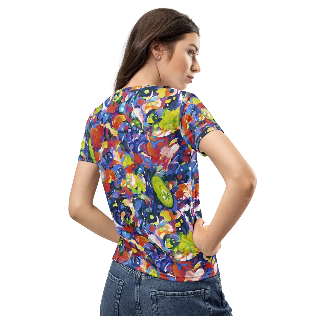 Neon Abstract on Women's Crew Neck T-Shirt — Back