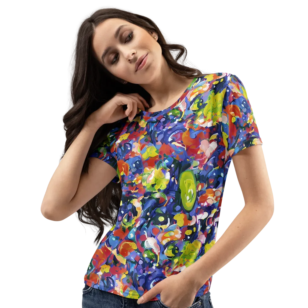Neon Abstract on Women's Crew Neck T-Shirt — Left Front