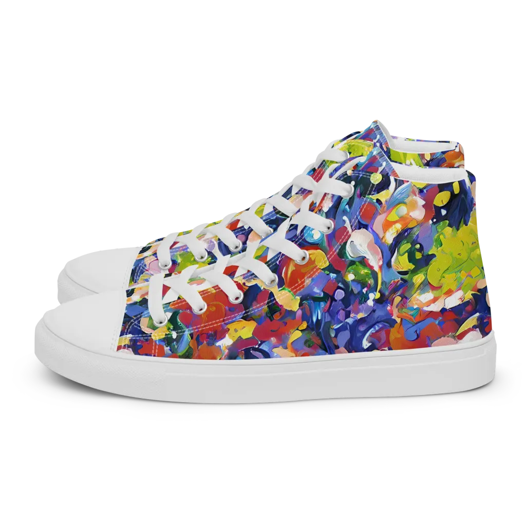Neon Abstract on Women's High Top Canvas Shoes — Left