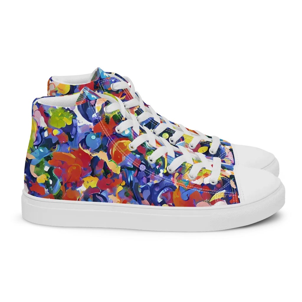 Neon Abstract on Women's High Top Canvas Shoes — Right