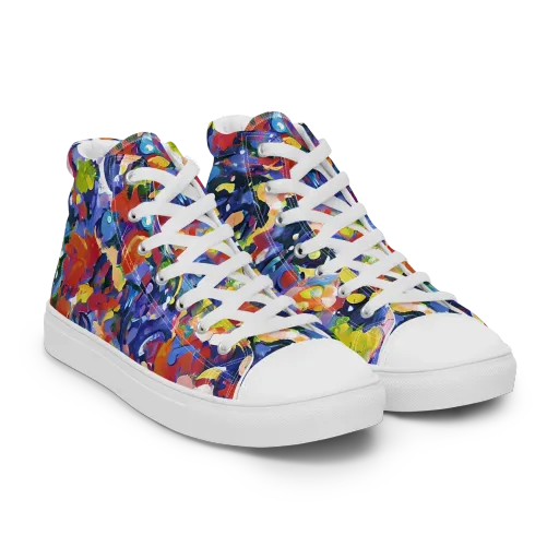 Neon Abstract on a Women's High Top Canvas Shoes