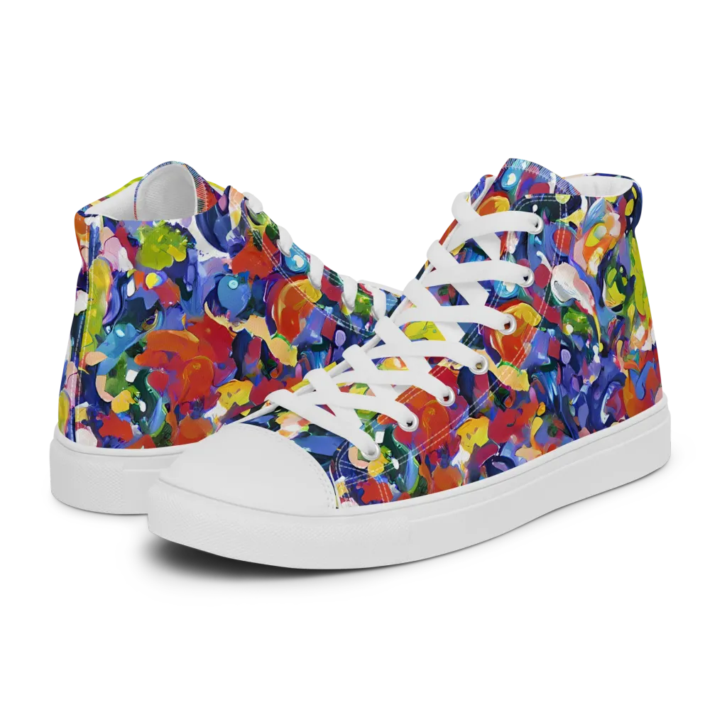 Neon Abstract on Women's High Top Canvas Shoes — Left