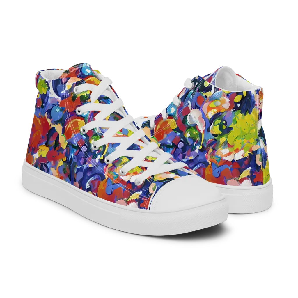 Neon Abstract on Women's High Top Canvas Shoes — Right