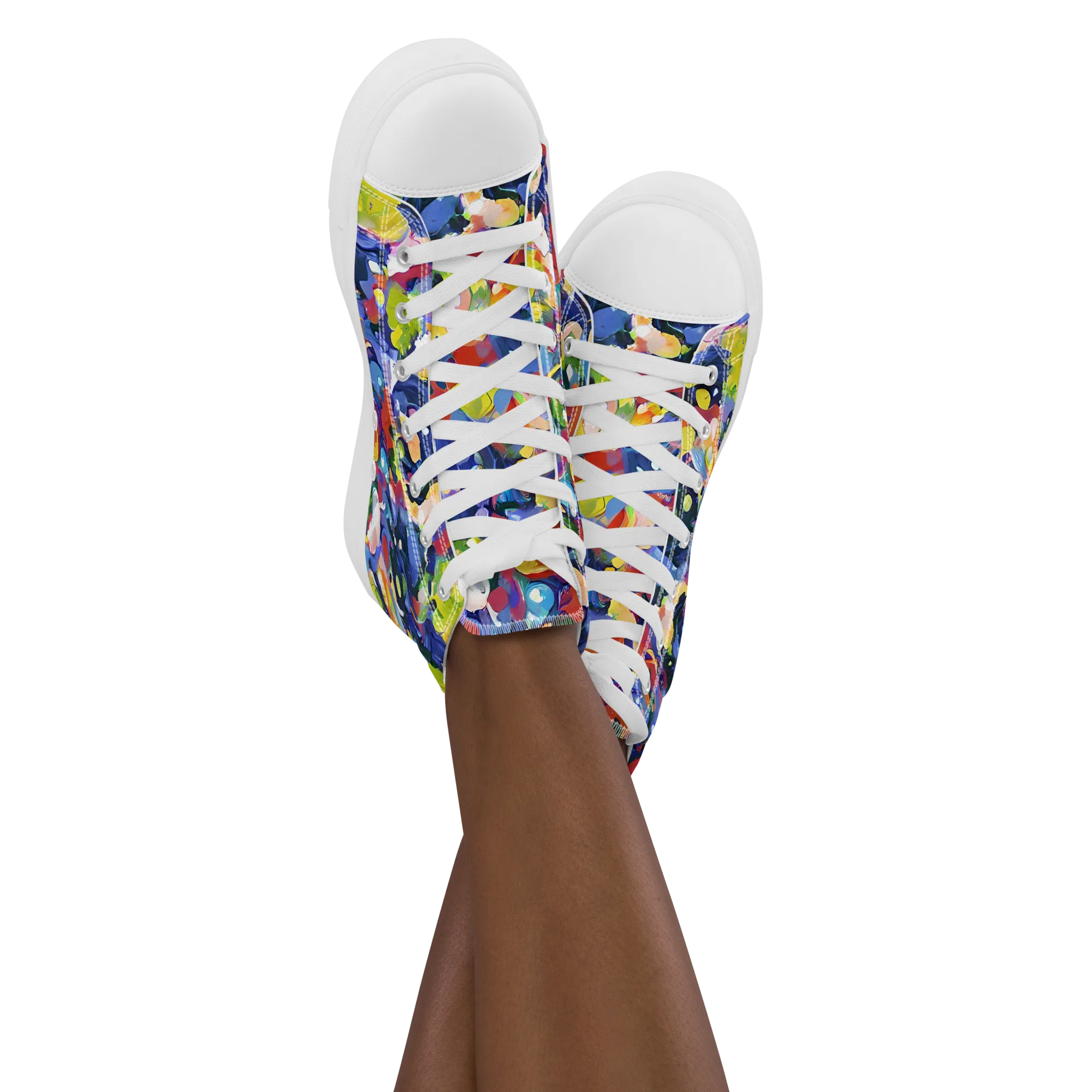 Neon Abstract on Women's High Top Canvas Shoes — Front