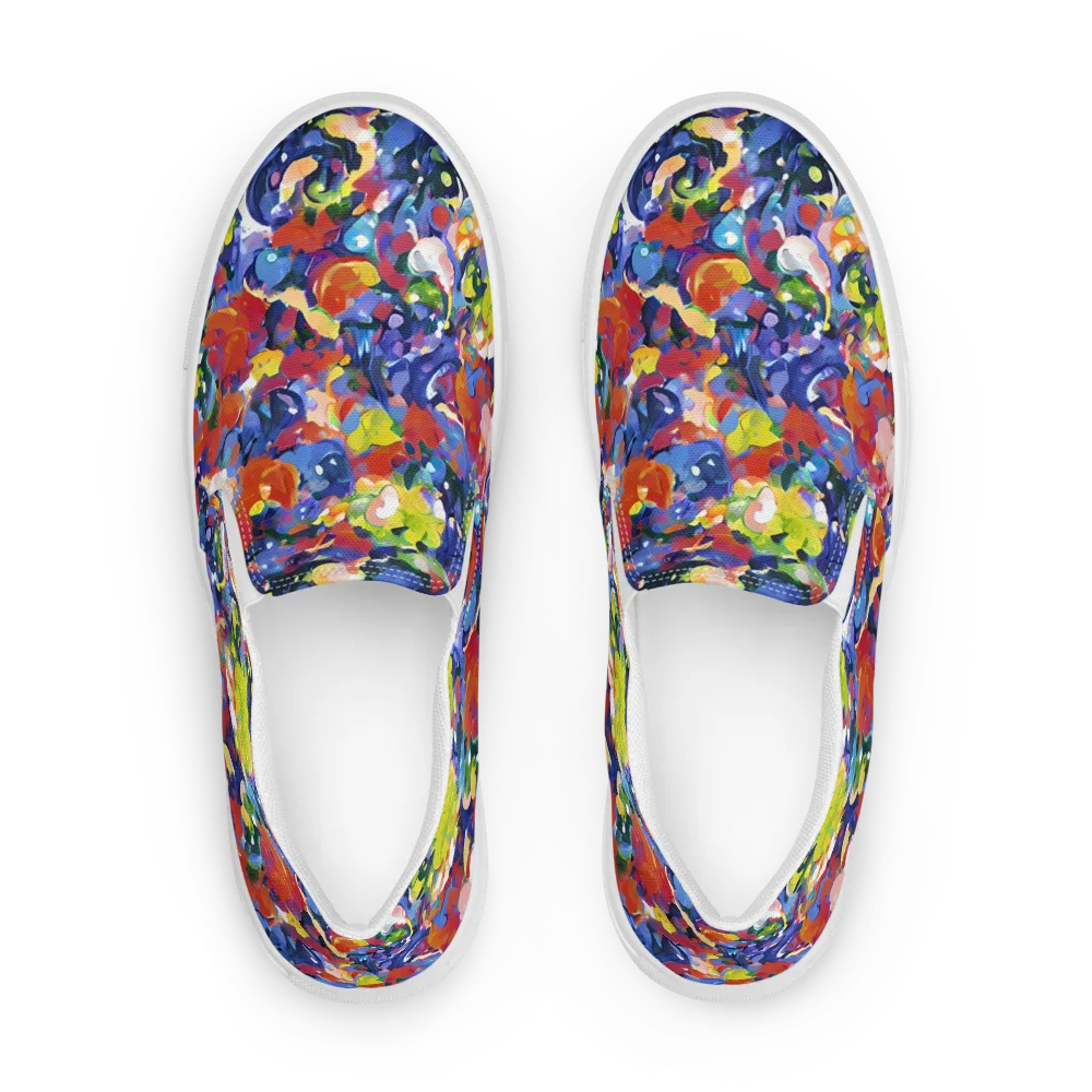 Neon Abstract on Men's Slip-On Canvas Shoes — Front