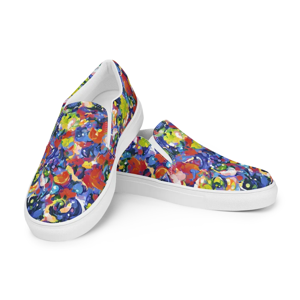 Neon Abstract on Men's Slip-On Canvas Shoes — Left Front