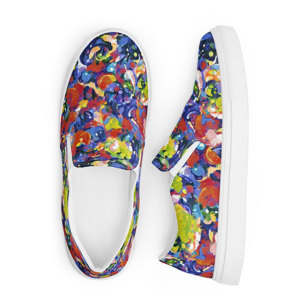 Neon Abstract on Men's Slip-On Canvas Shoes — Front