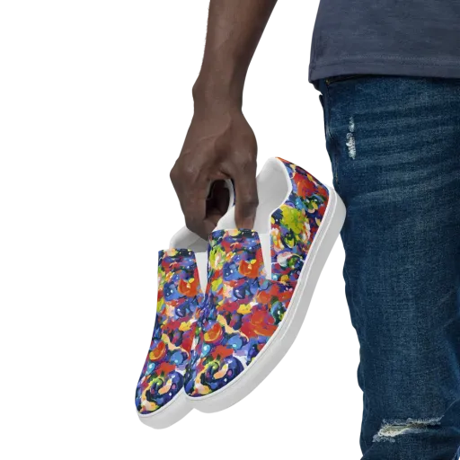 Neon Abstract on a Men's Slip-On Canvas Shoes
