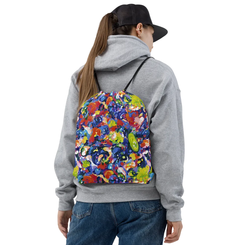 Neon Abstract on Drawstring Bag — Front