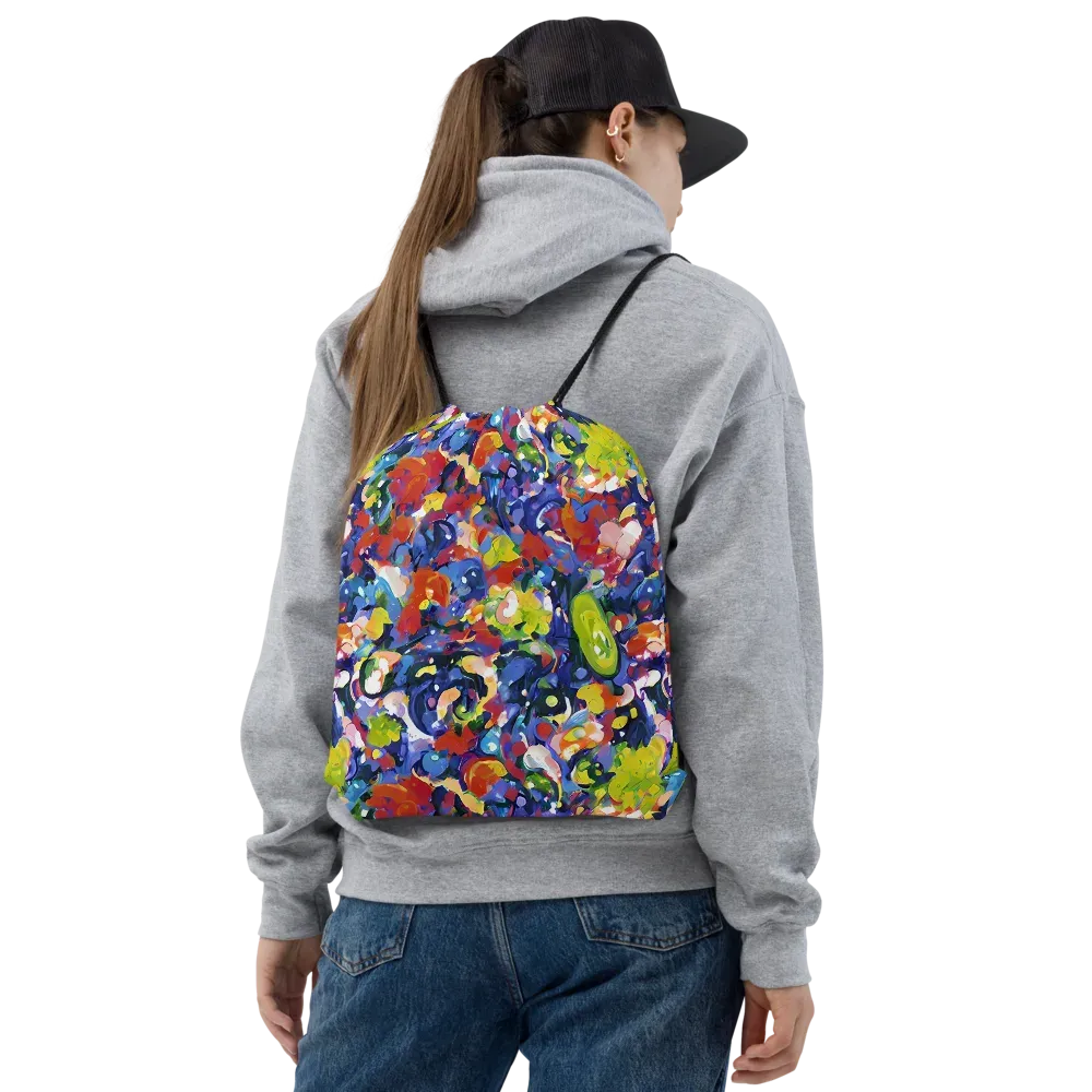 Neon Abstract on Drawstring Bag — Front