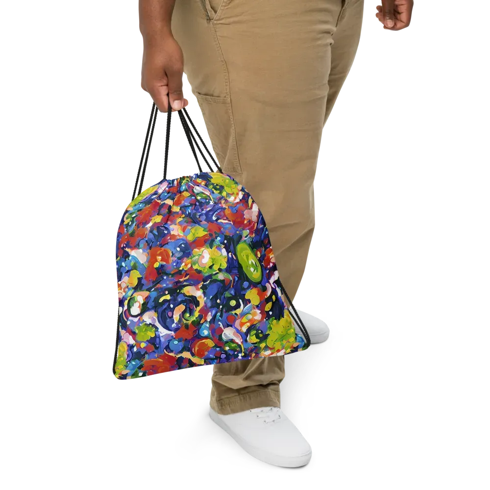 Neon Abstract on Drawstring Bag — Front