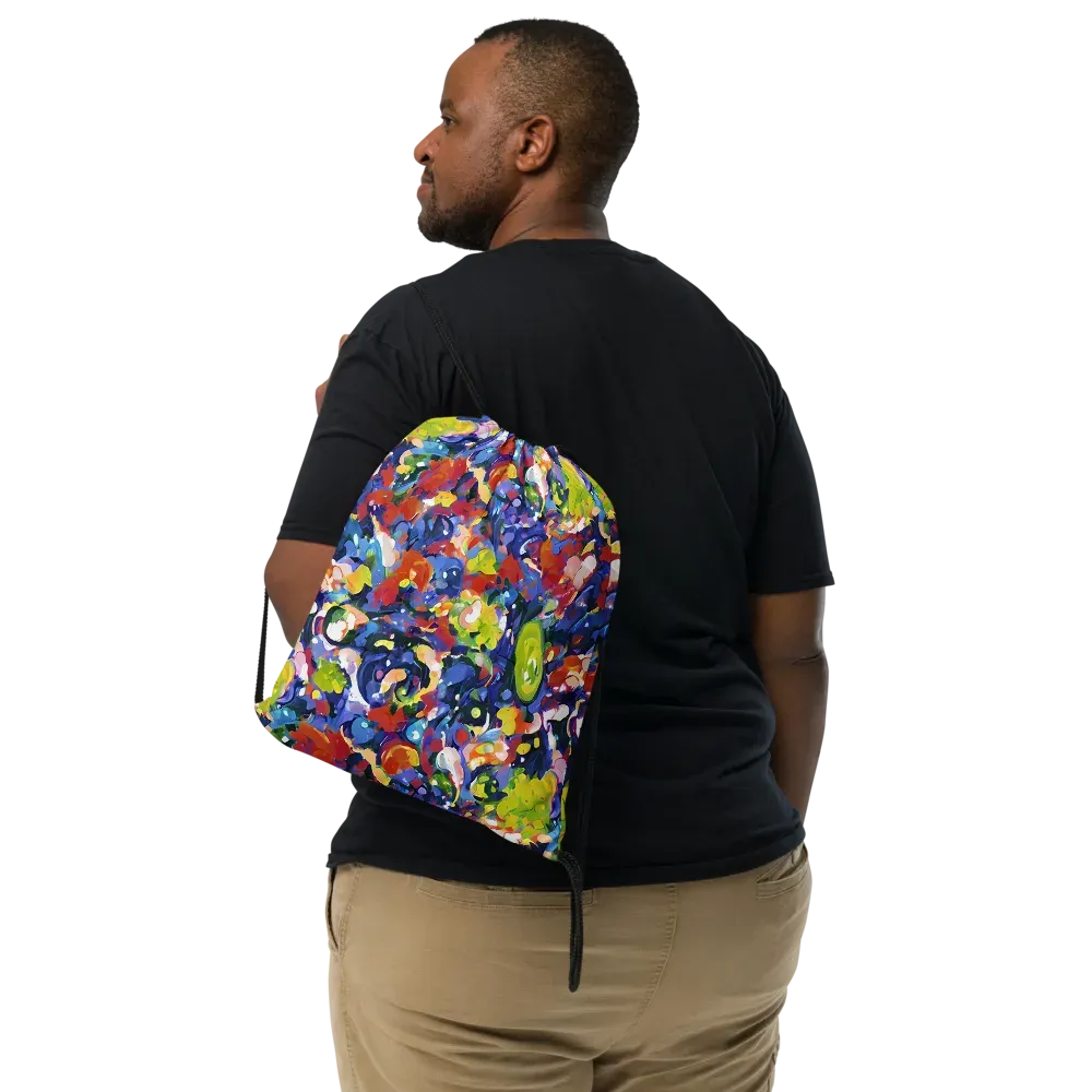 Neon Abstract on Drawstring Bag — Front