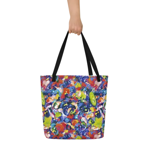 Neon Abstract on a Large Tote Bag W/ Pocket