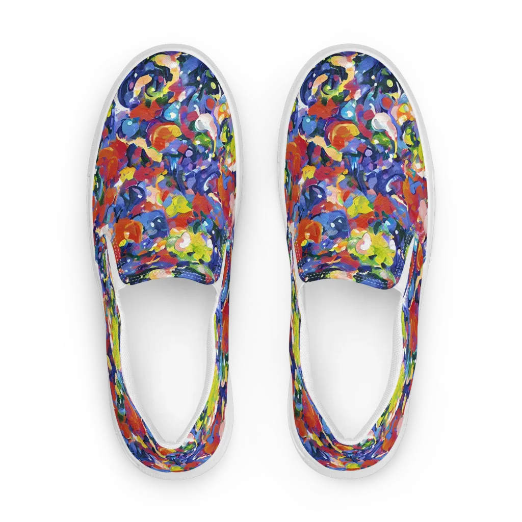 Neon Abstract on Women's Slip-On Canvas Shoes — Front