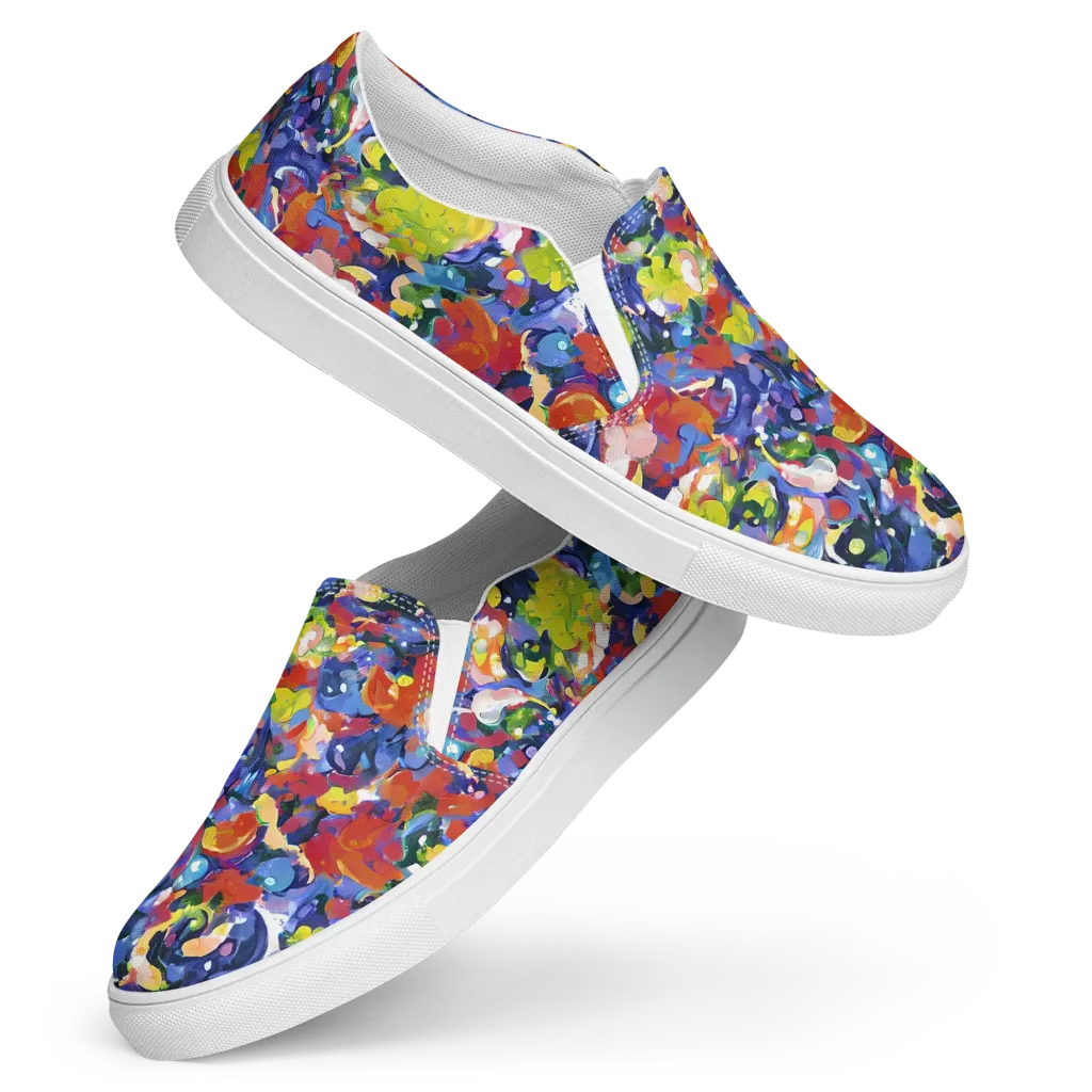Neon Abstract on Women's Slip-On Canvas Shoes — Front