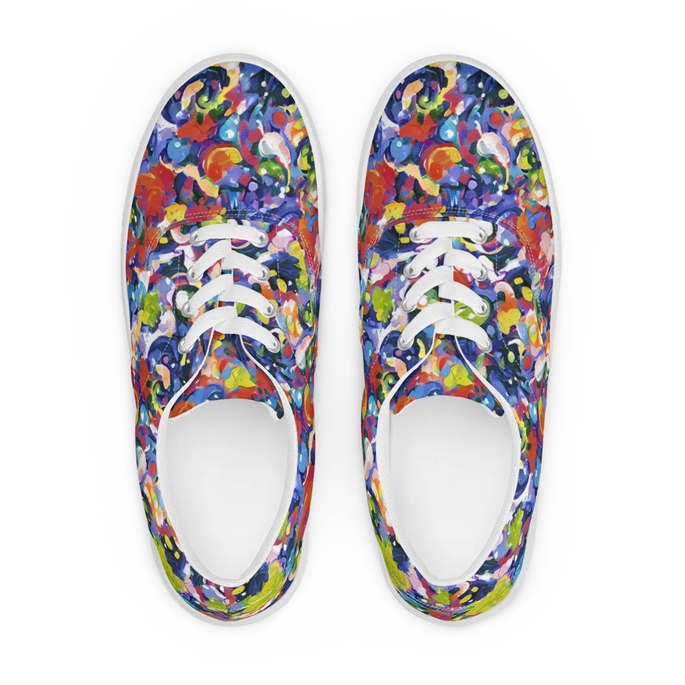 Neon Abstract on Men's Lace-Up Canvas Shoes — Front