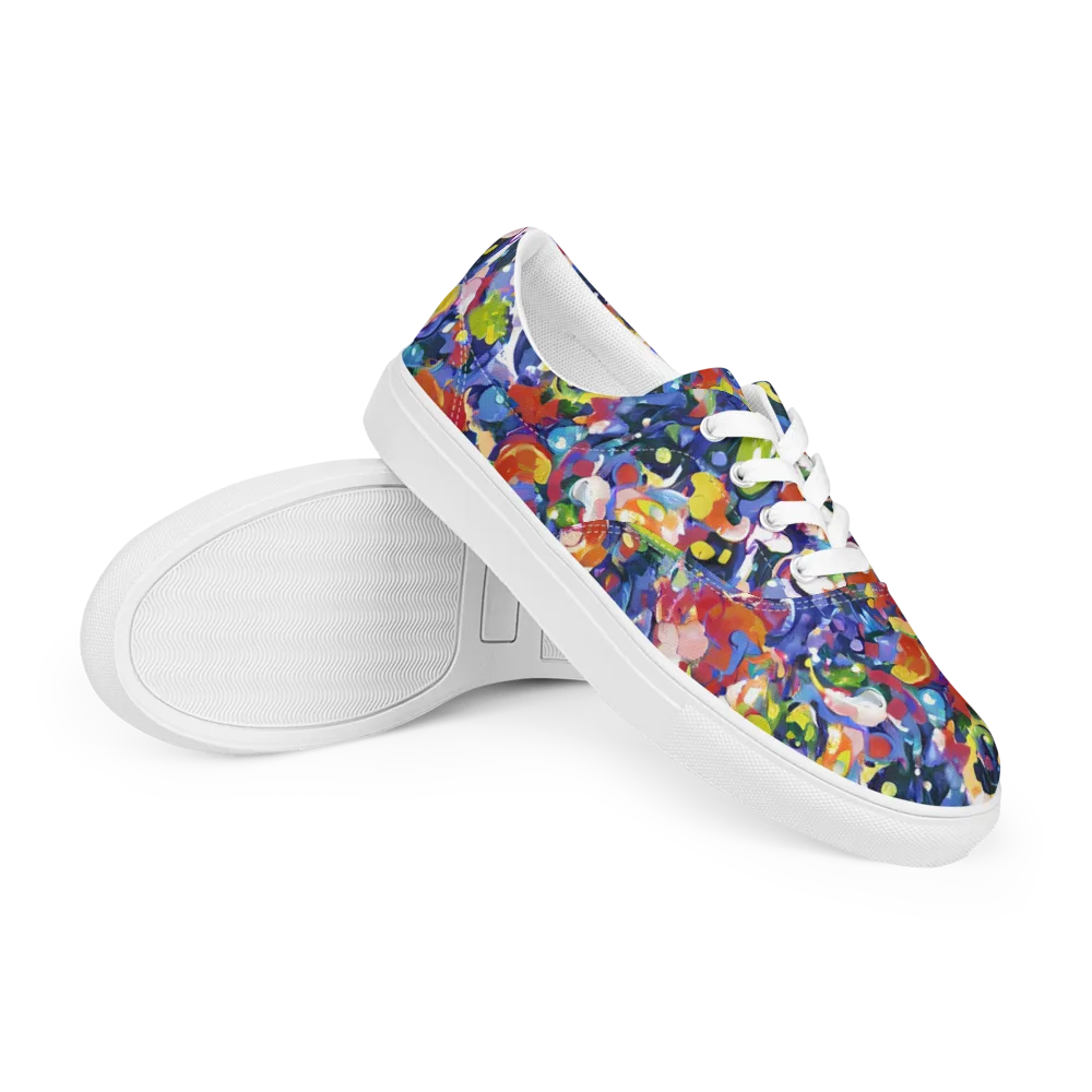 Neon Abstract on Men's Lace-Up Canvas Shoes — Right Front