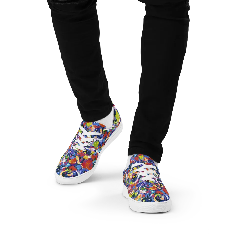Neon Abstract on Men's Lace-Up Canvas Shoes — Front