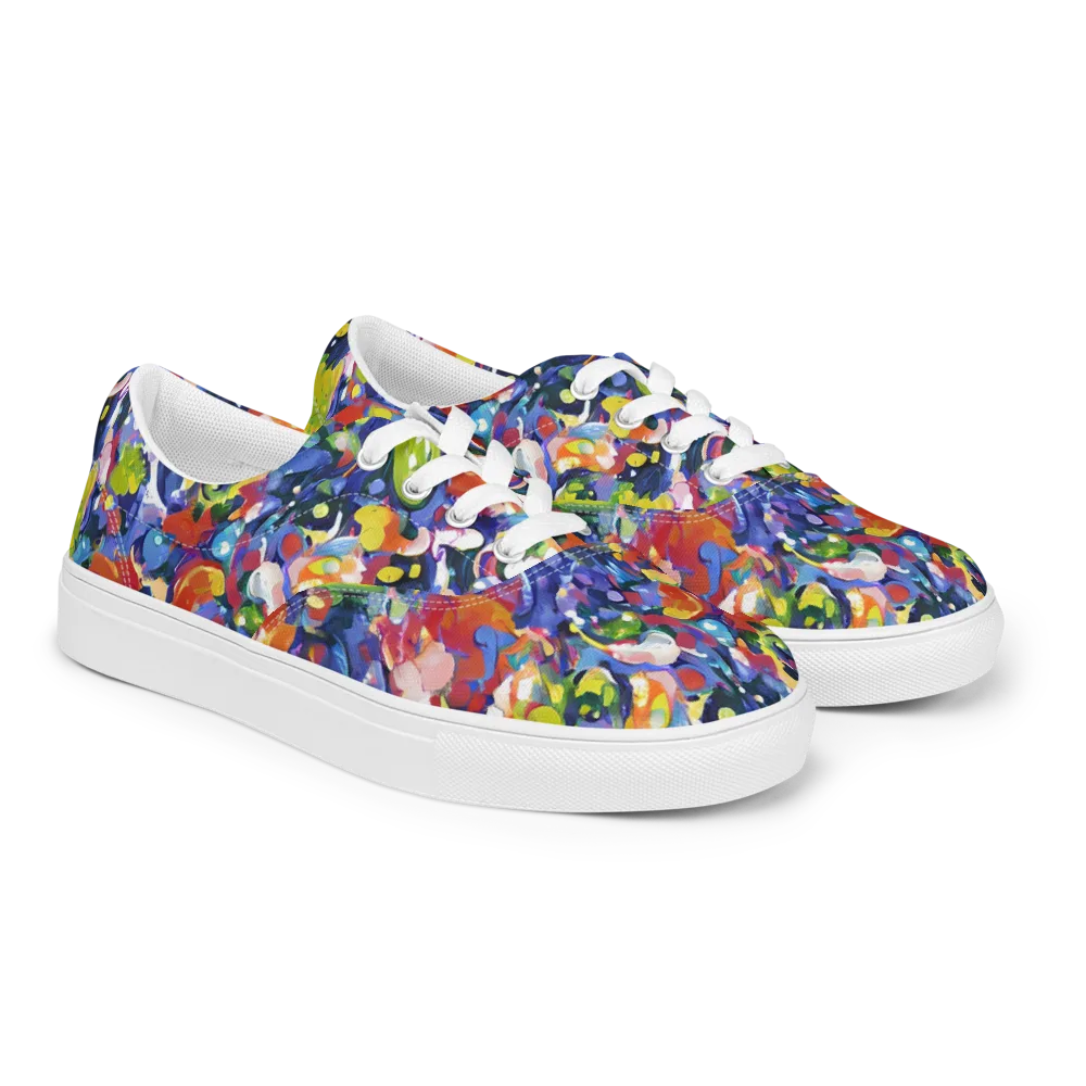 Neon Abstract on Men's Lace-Up Canvas Shoes — Right Front