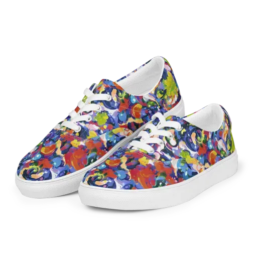 Neon Abstract on a Men's Lace-Up Canvas Shoes