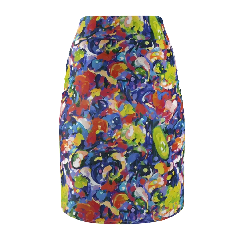 Neon Abstract on Pencil Skirt — Back