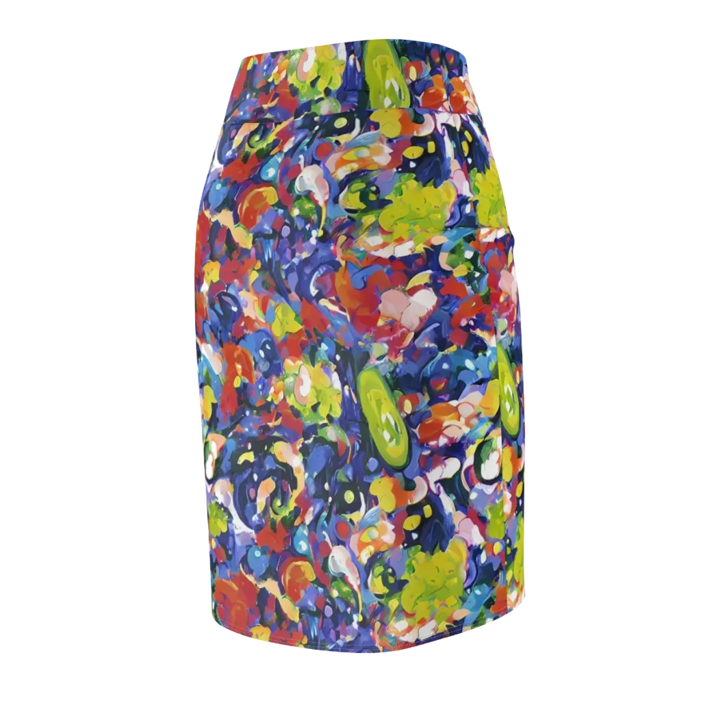 Neon Abstract on Pencil Skirt — Back Side