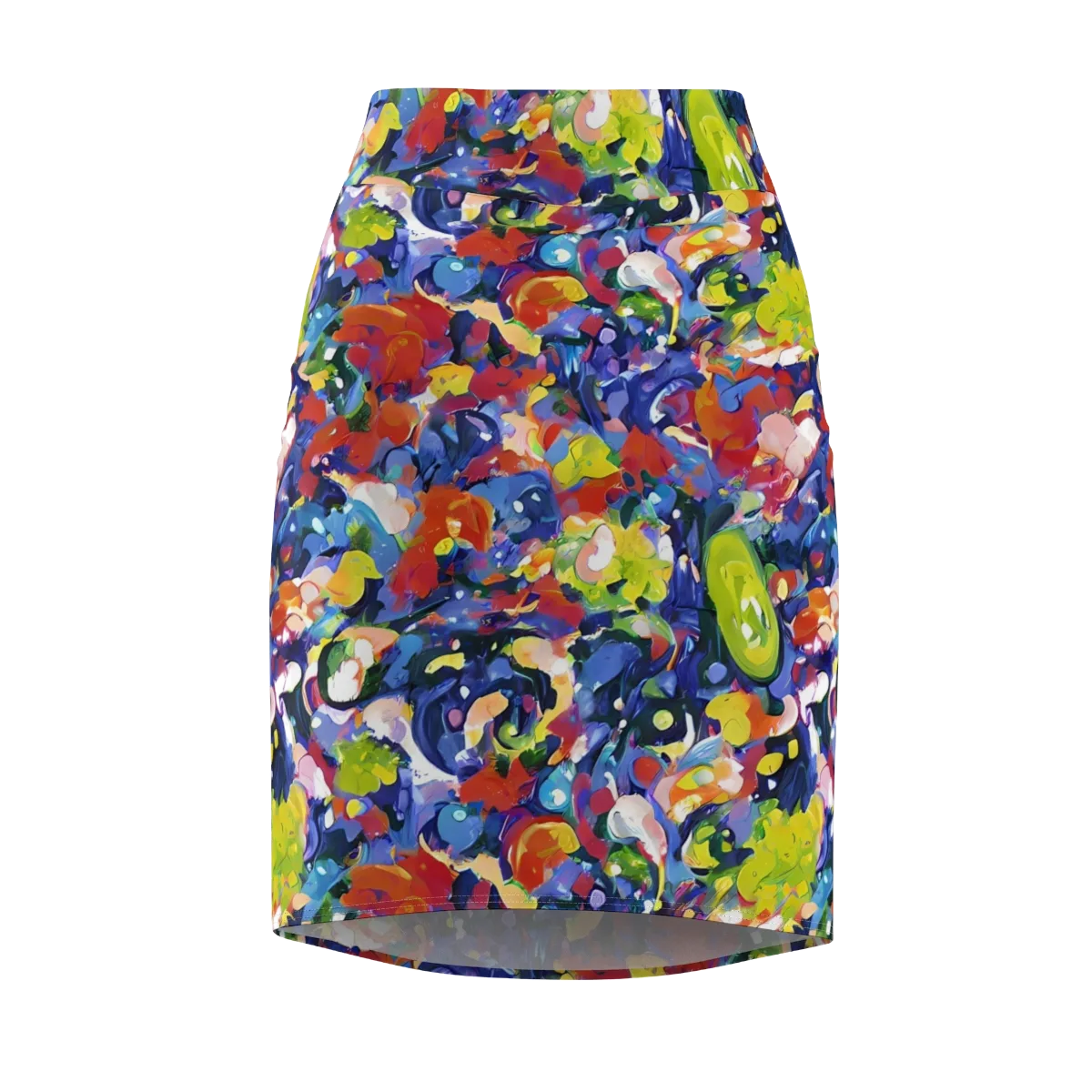 Neon Abstract on Pencil Skirt — Front