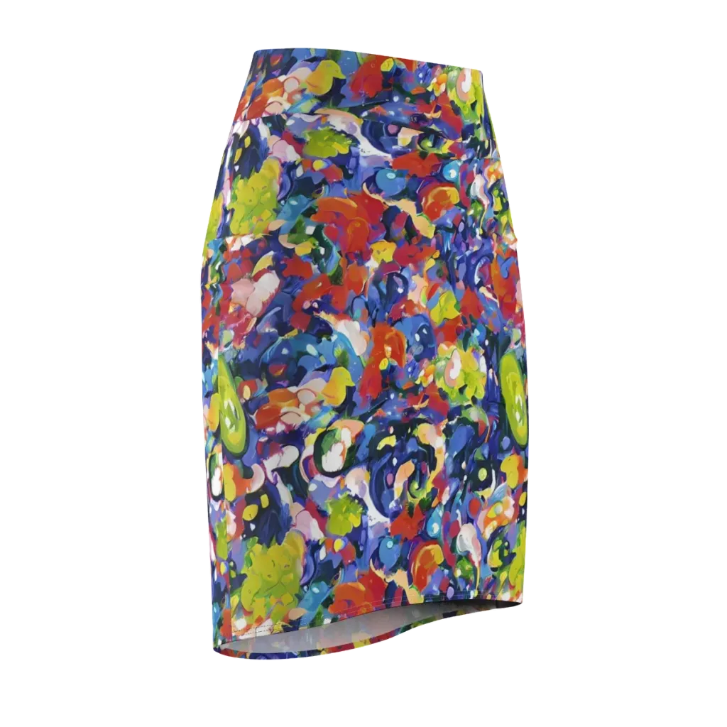 Neon Abstract on Pencil Skirt — Front Side