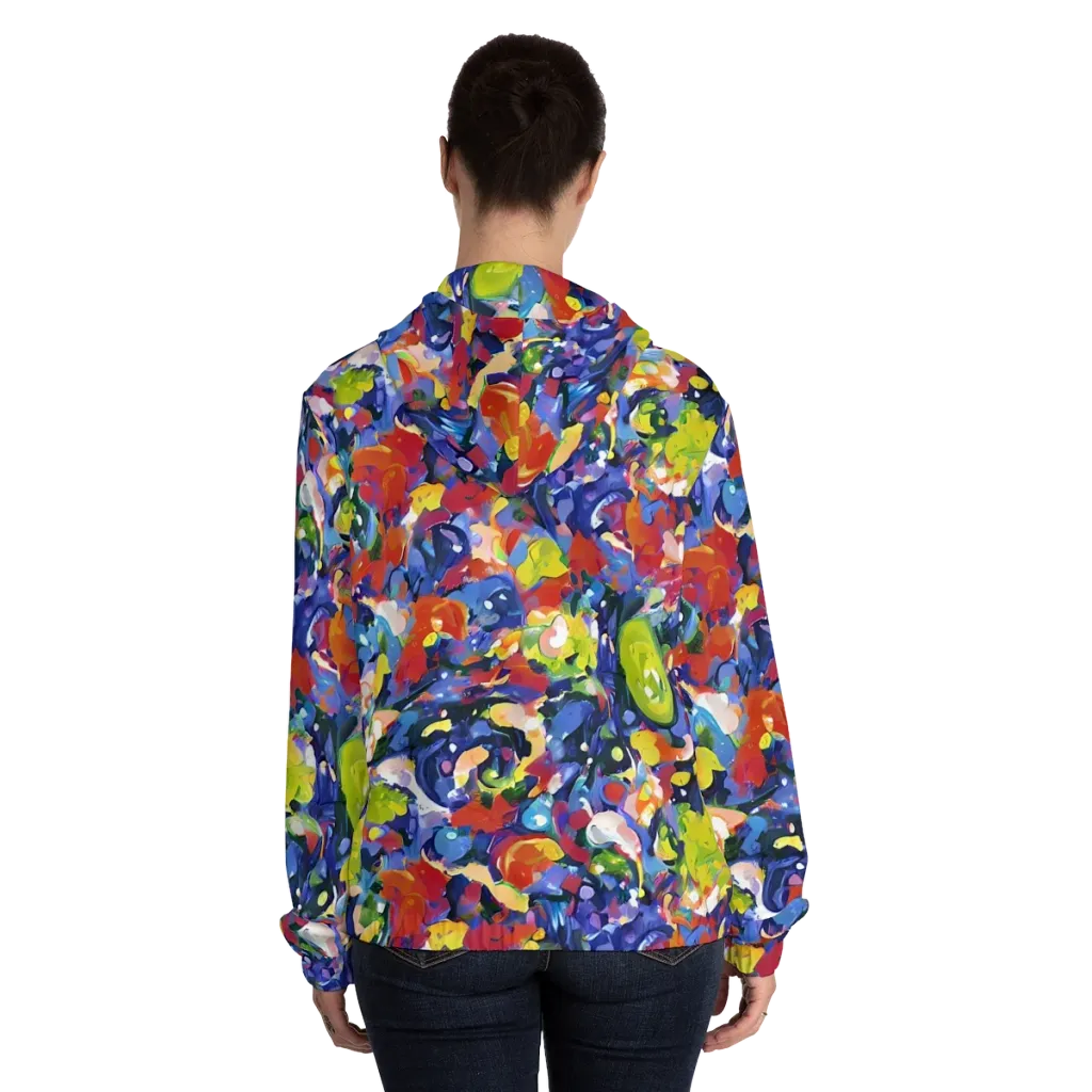 Neon Abstract on Women's Full-Zip Hoodie — Back On Person