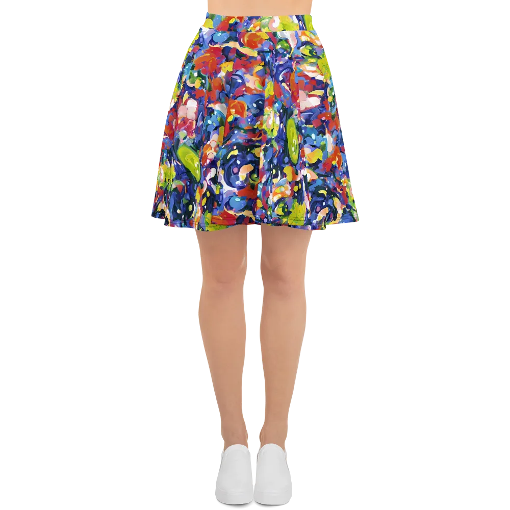 Neon Abstract on Skater Skirt — Front