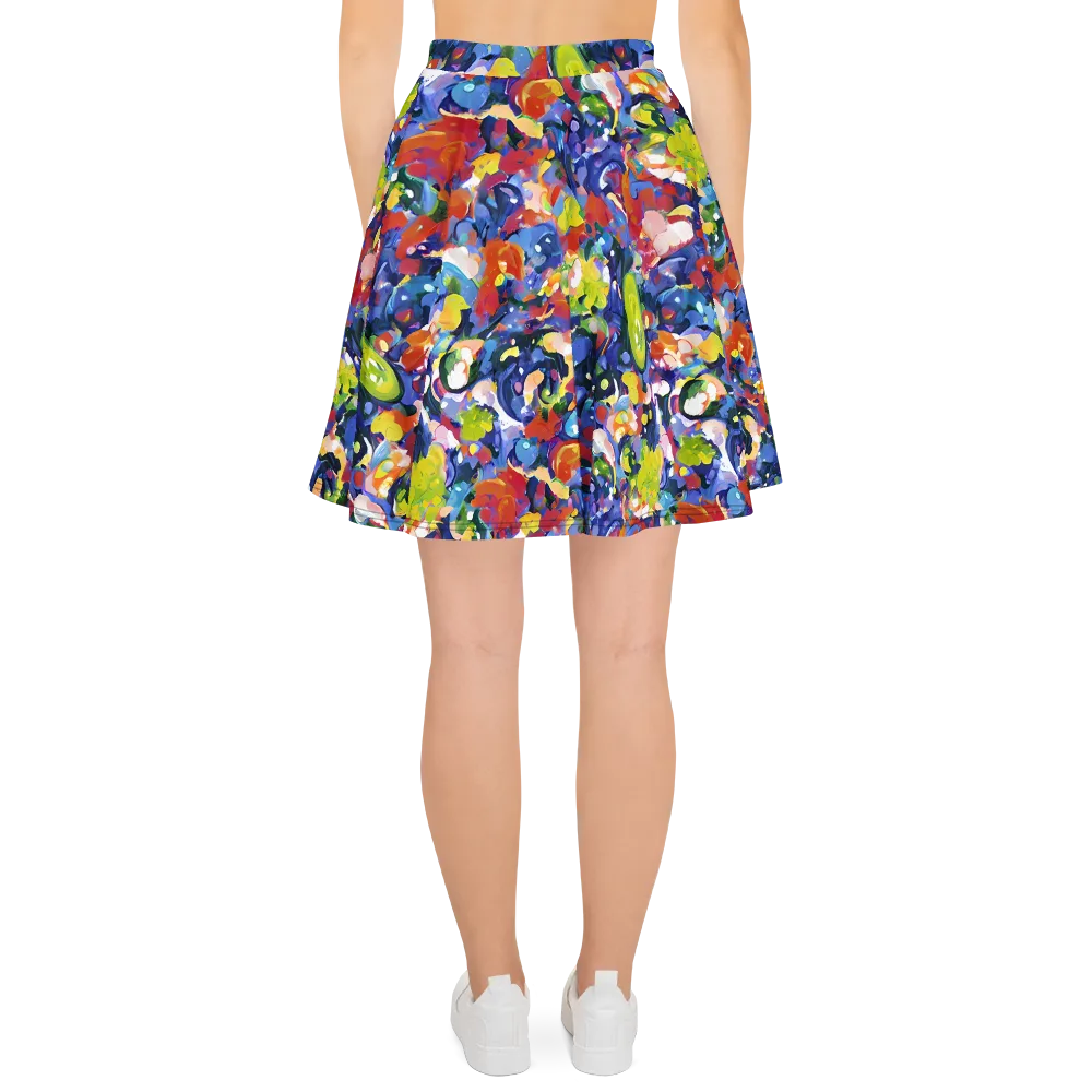 Neon Abstract on Skater Skirt — Back