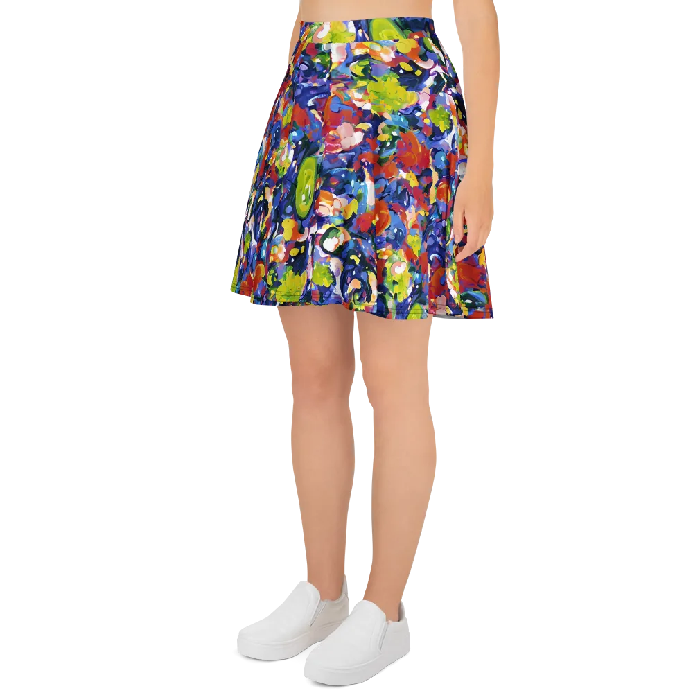 Neon Abstract on Skater Skirt — Left