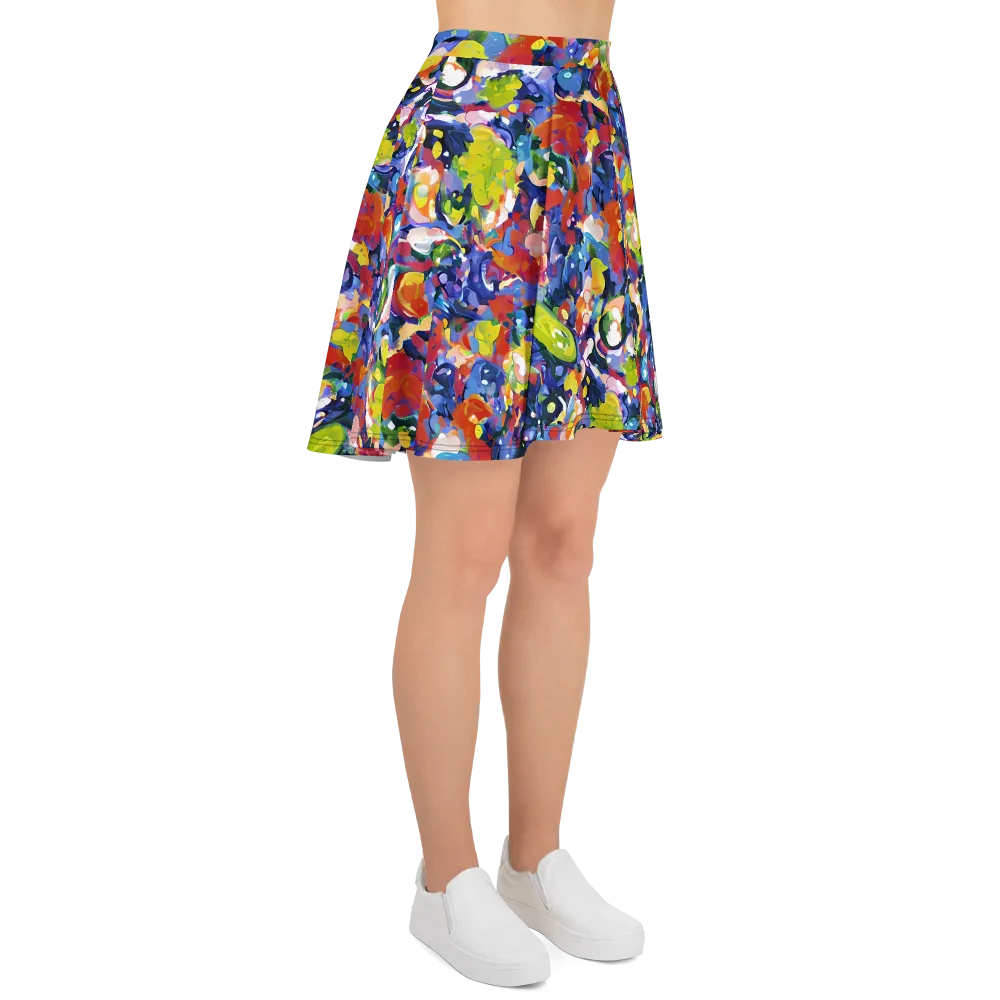 Neon Abstract on Skater Skirt — Right