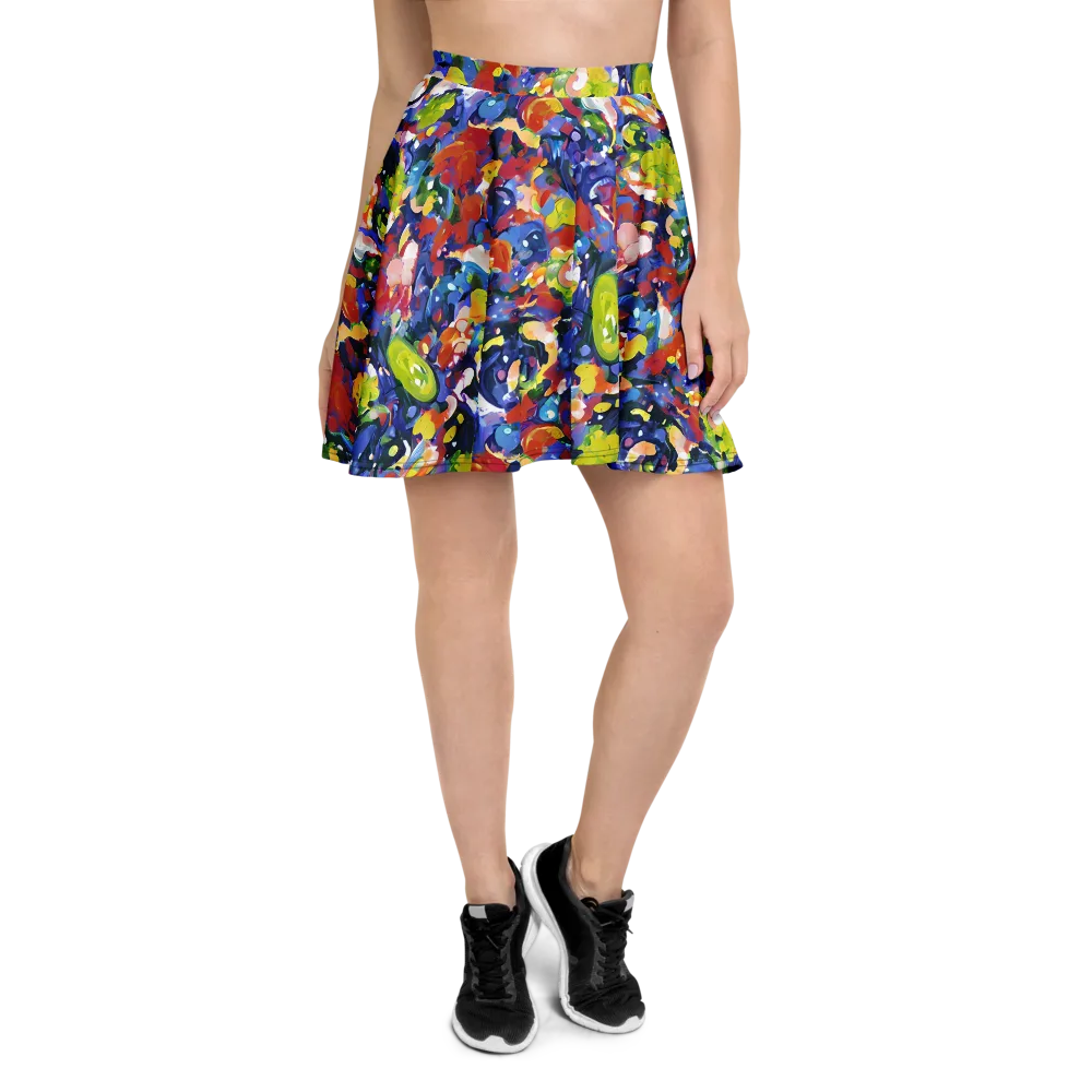 Neon Abstract on Skater Skirt — Front