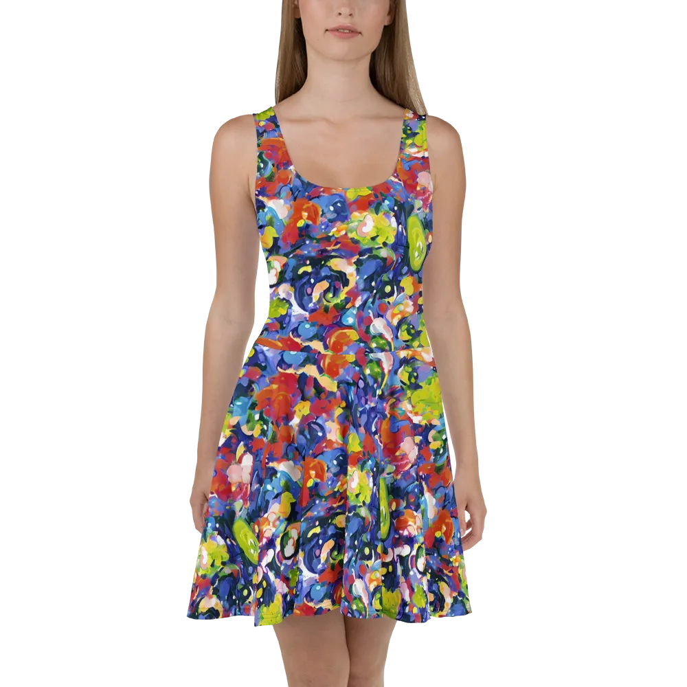 Neon Abstract on Skater Dress — Front