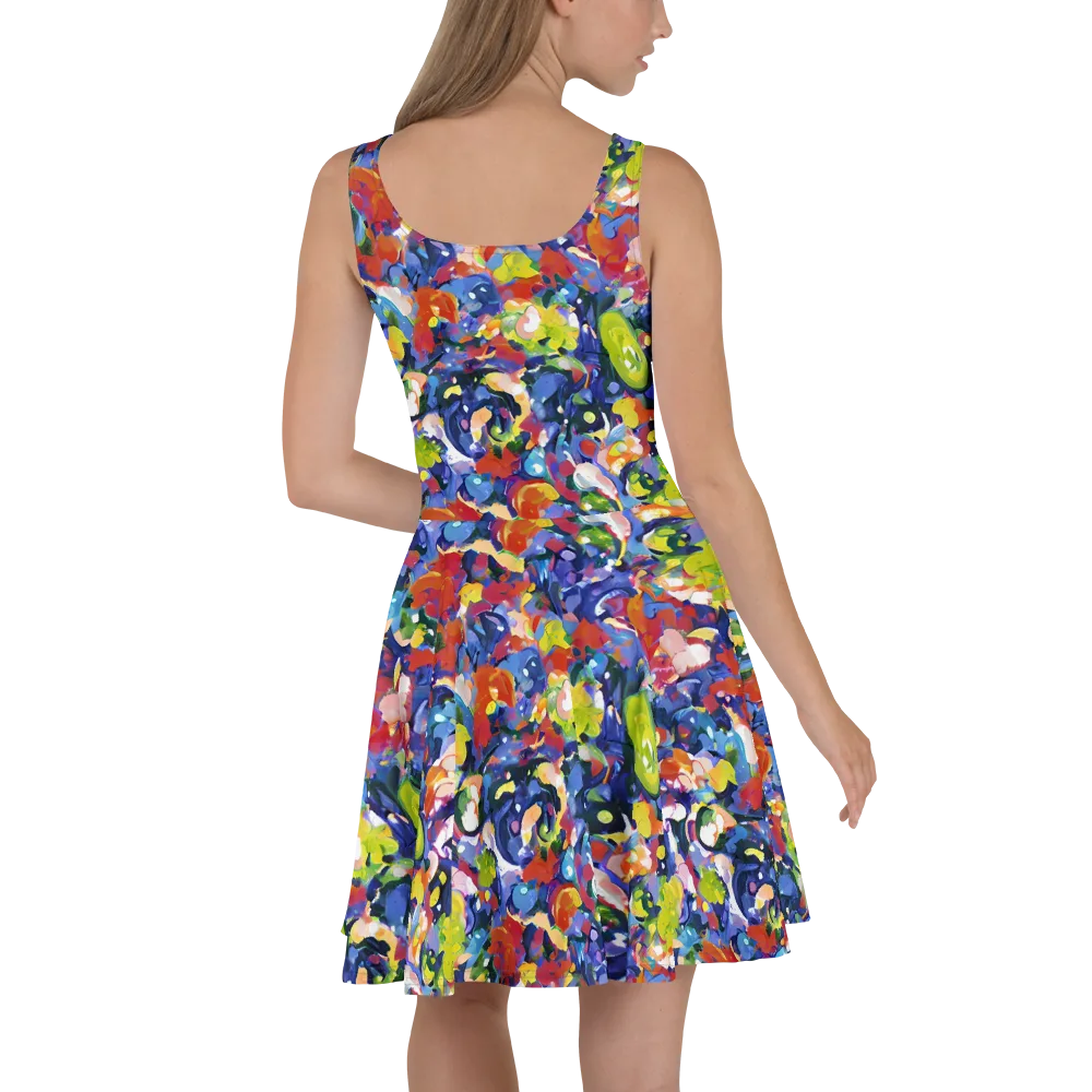 Neon Abstract on Skater Dress — Back
