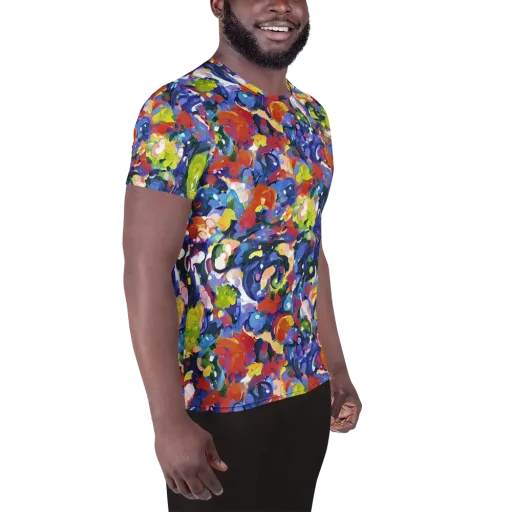 Neon Abstract on a Men's Athletic T-Shirt