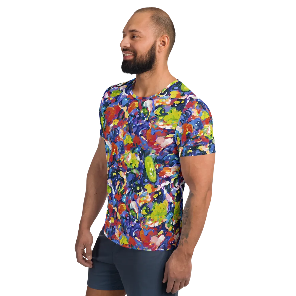 Neon Abstract on Men's Athletic T-Shirt — Left