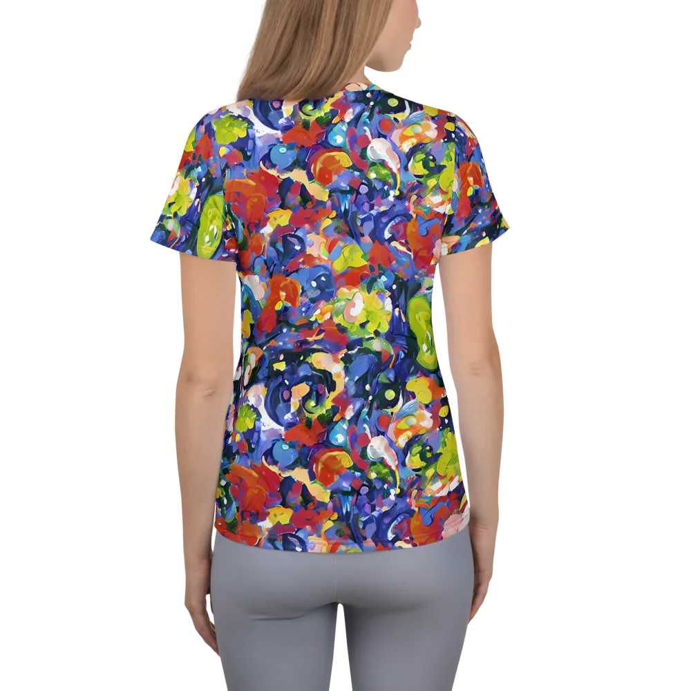 Neon Abstract on Women's Athletic T-Shirt — Back