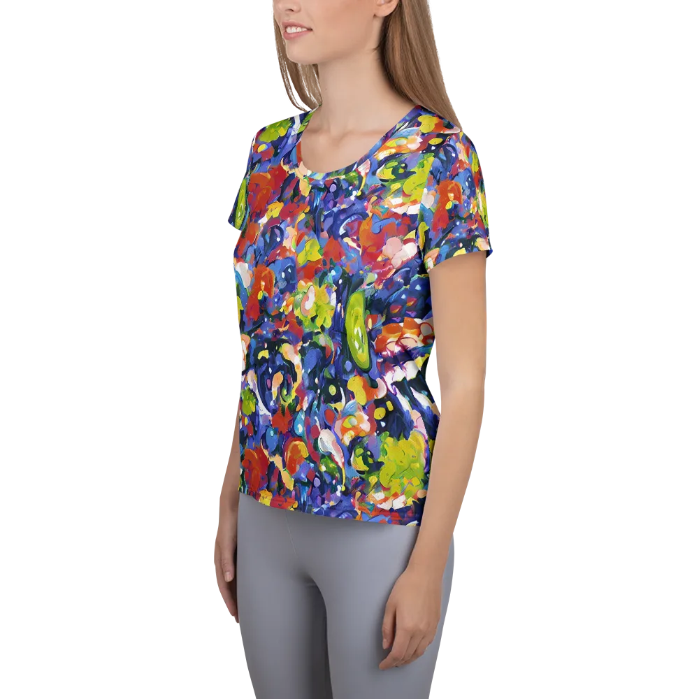 Neon Abstract on Women's Athletic T-Shirt — Left
