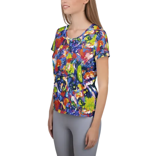 Neon Abstract on a Women's Athletic T-Shirt
