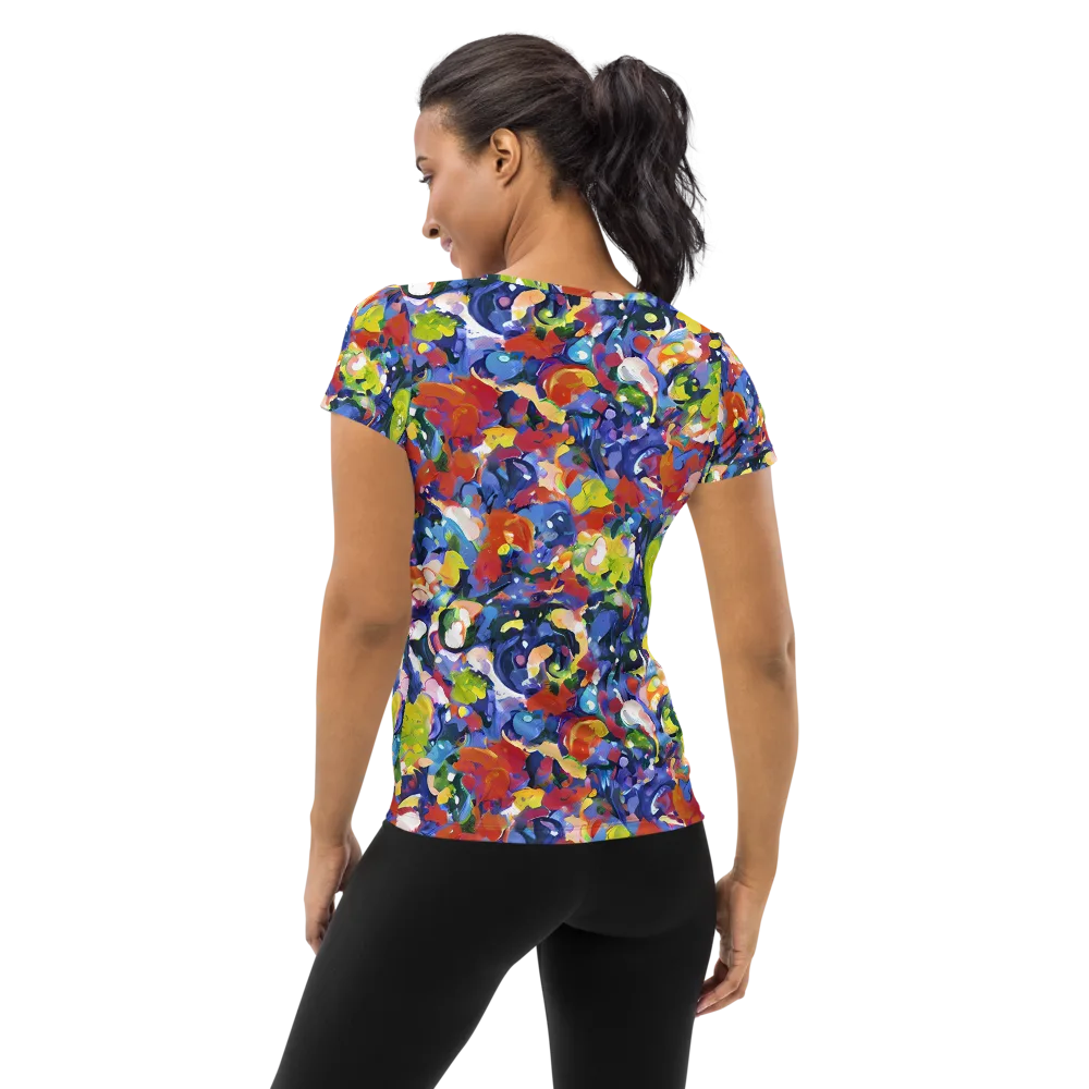Neon Abstract on Women's Athletic T-Shirt — Back
